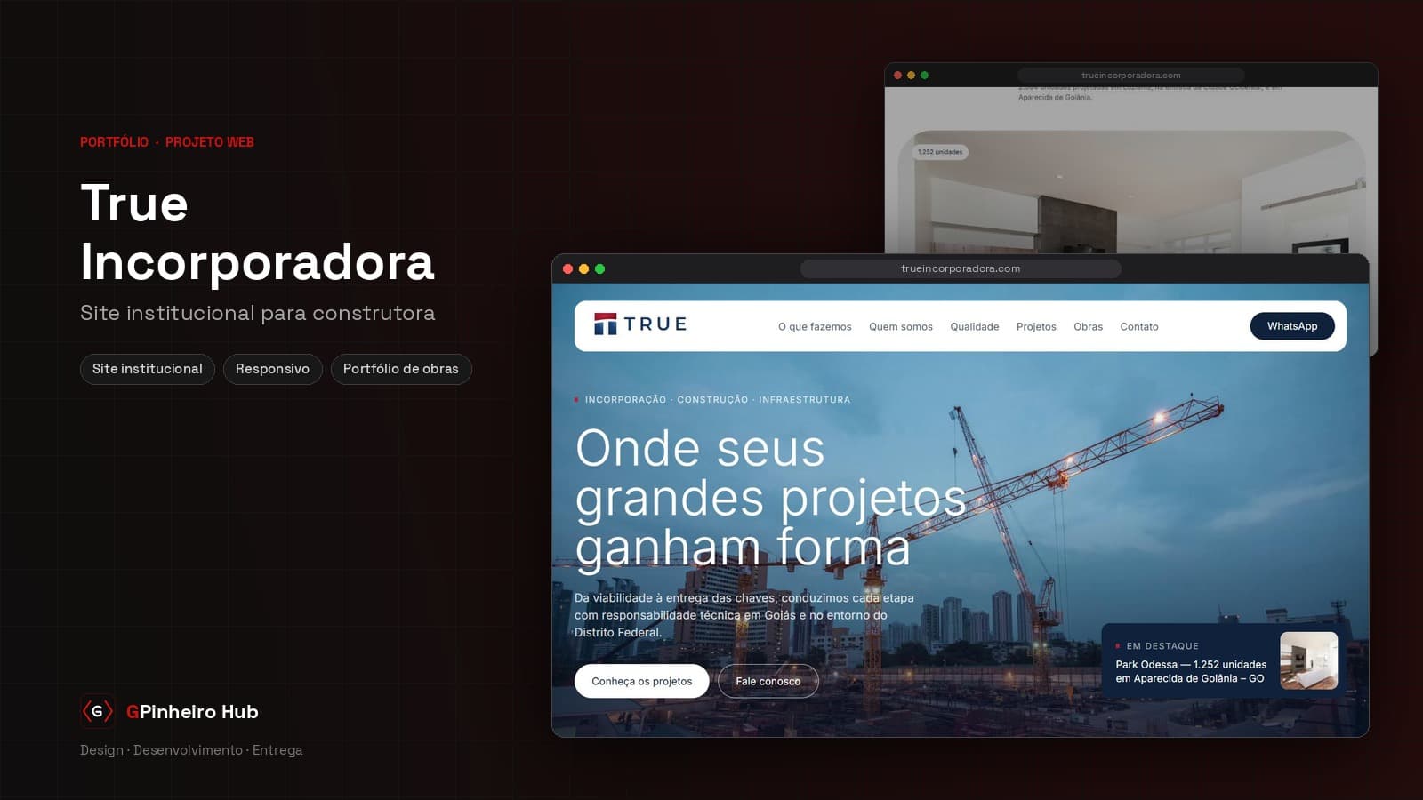True Incorporadora — Site institucional para construtora